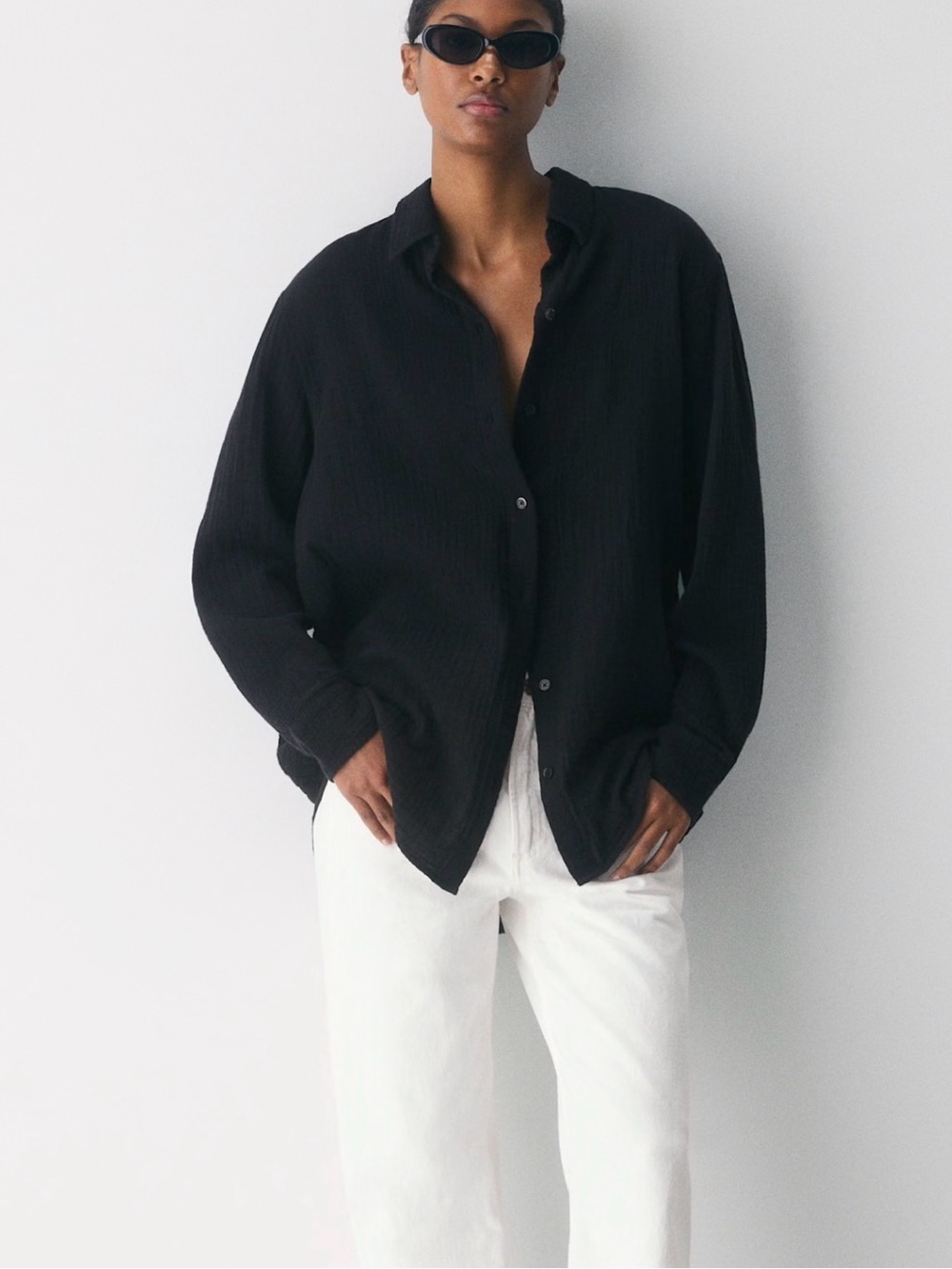 LITTLE MOON AIRPLUSH COTTON SAIL SHIRT BLACK